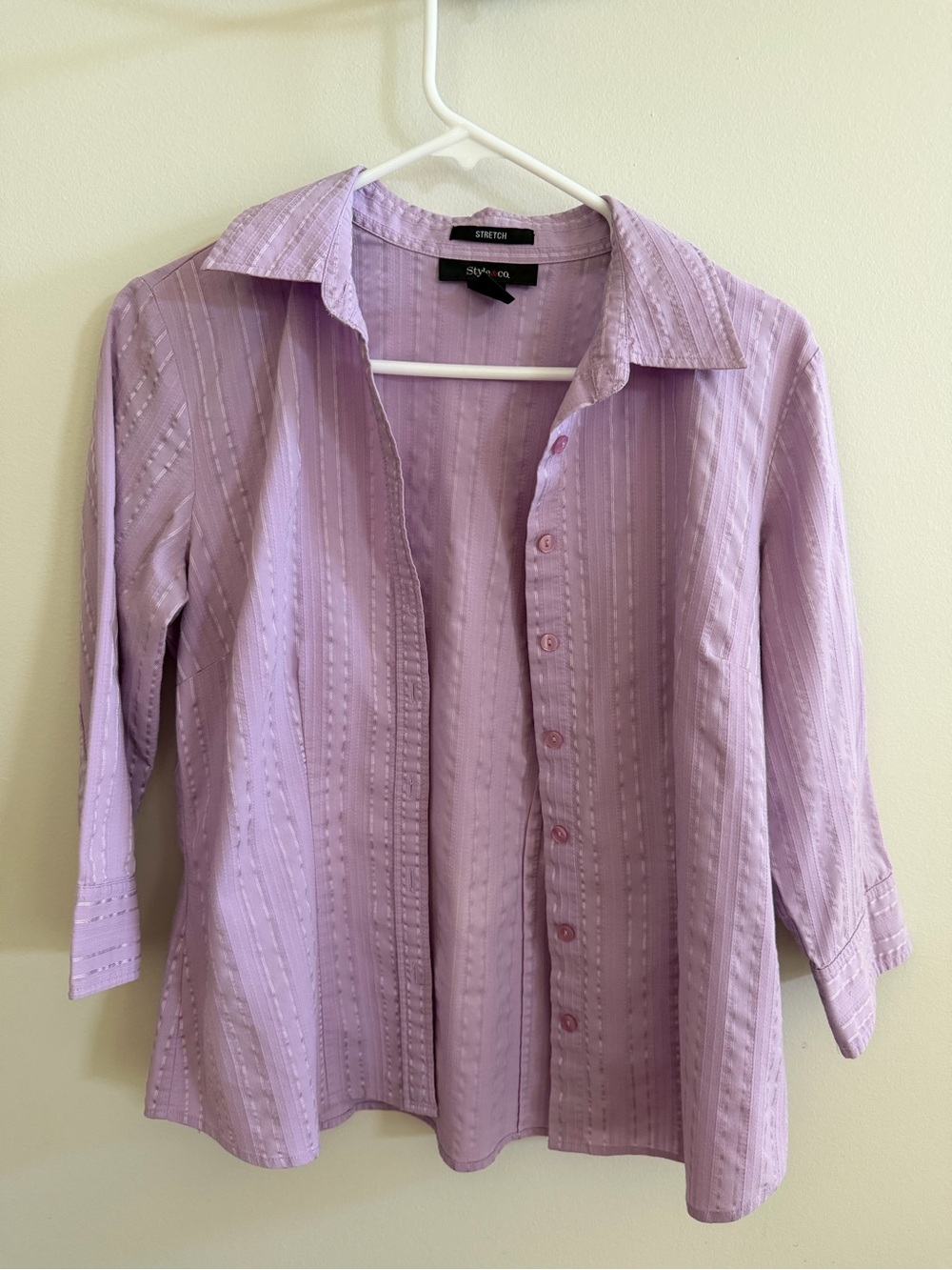 Style & Co. Women’s Button-Front Shirt - Light Purple 3/4 sleeve